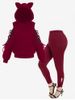 Cold Shoulder Lace Up Hoodie and High Rise Cutout Twist Leggings Plus Size Outfit -  