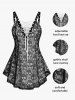 Gothic Skulls Lace Up Grommet Colorblock Tank Top and Rivets Pull On Pants Outfit -  