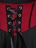 Robe Mi-Longue Gothique Haute Basse Epaule Dénudée à Manches Evasées - Noir 4x | US 26-28