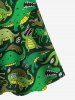 Plus Size Crisscross Dinosaur Print A Line Dress -  