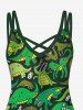 Plus Size Crisscross Dinosaur Print A Line Dress -  