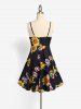 Plus Size & Curve Sunflower Print Cami Sundress (Adjustable Straps) -  
