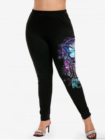Plus Size High Waist Butterfly Dreamcatcher Print Leggings