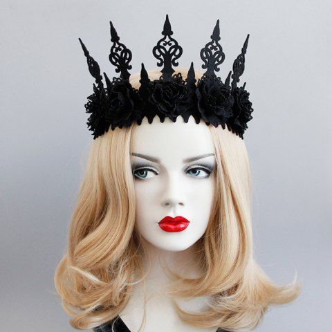 Halloween Dark Gothic Black Crown Wreath Headband - BLACK