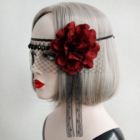 Halloween Lace Face Covering Veil Headwear Masquerade Party Half Face Death Mask