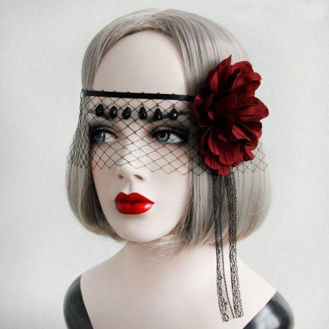 Halloween Lace Face Covering Veil Headwear Masquerade Party Half Face Death Mask