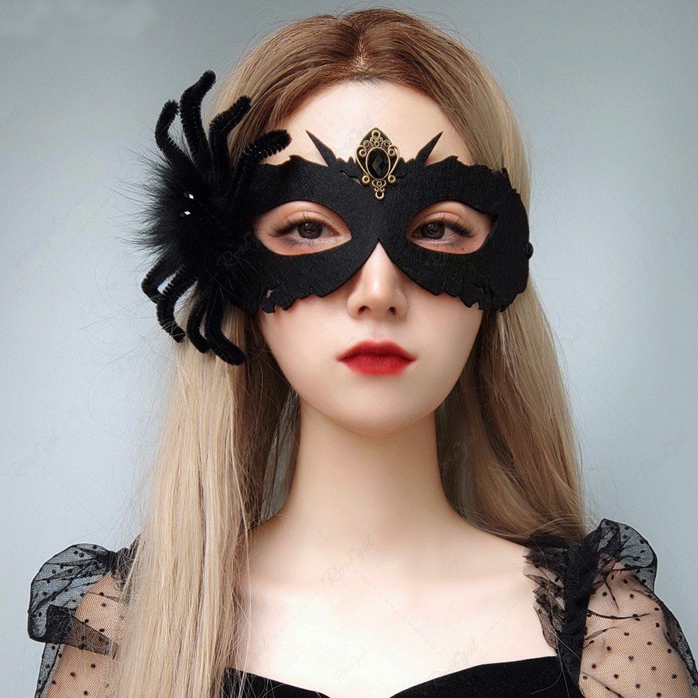 Masque Soirée D'Halloween Cospaly en Forme de Toile D'Araignée Noir 