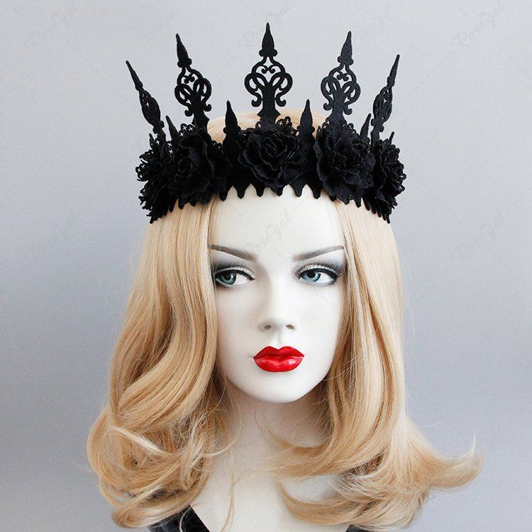 Fancy Halloween Dark Gothic Black Crown Wreath Headband  