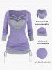 T-shirt Croisé en Blocs de Couleurs Grande Taille à Lacets - Violet clair M | US 10