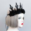 Bandeau Couronne de Noël Noir Gothique pour Halloween - Noir 