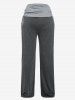 Plus Size High Rise Foldover Cinched Wide Leg Pants -  