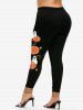 Legging D'Halloween Moulant à Imprimé Fantôme Citrouille - Noir S | US 8