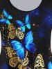 T-shirt à Imprimé Galaxie et Papillon à Manches Longues Grande Taille - Noir 5x | US 30-32