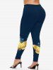 Plus Size High Waist Butterfly Print Skinny Leggings -  