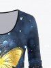 Plus Size Long Sleeve Glitter Butterfly Print T-shirt -  