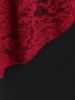 Mini Robe Moulante Superposée en Dentelle de Grande Taille à Volants Pour La Saint-Valentin - Noir 1X | US 14-16