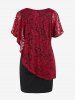 Mini Robe Moulante Superposée en Dentelle de Grande Taille à Volants Pour La Saint-Valentin - Noir L | US 12