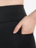 Plus Size High Waist Flap Pockets Plaid Grommets Pants -  
