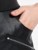 Plus Size Pockets Zipped Faux Leather Panel Skinny Leggings -  