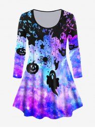 Halloween Pumpkin Ghost Print Galaxy T-shirt -  