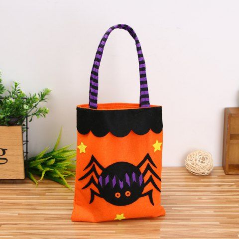 Bolsa de Caramelo Estampado Araña Halloween - ORANGE
