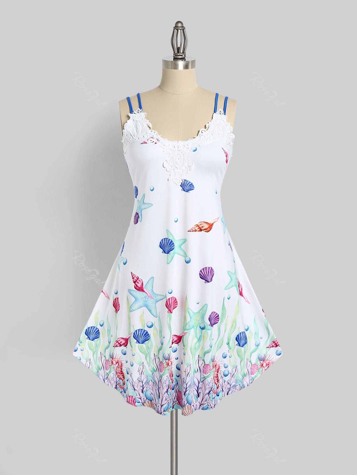 Robe Petite Etoile de Mer et Coquille Extensible à Bretelle de Vie Blanc 1X