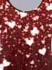Heart Print T-shirt and High Waist Leggings Plus Size Outfit -  