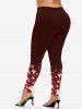 Heart Print T-shirt and High Waist Leggings Plus Size Outfit -  