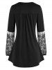 Contrast Lace Panel Tunic Top and High Waist Skinny Leggings Plus Size Outfit -  