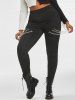 Gothic Ladder Cutout Cinched Chains Tee and Skinny Pull On Pants Outfit -  