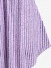 Plus Size V Neck O Ring 3D Ribbed Print T-shirt -  