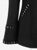 Plus Size Animal Ear Hooded Studded Full Zipper Jacket -  