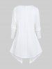 T-shirt Tunique Découpé Croisé de Grande Taille à Manches Longues à Volants - Blanc L | US 12