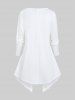 T-shirt Tunique Découpé Croisé de Grande Taille à Manches Longues à Volants - Blanc 4x | US 26-28