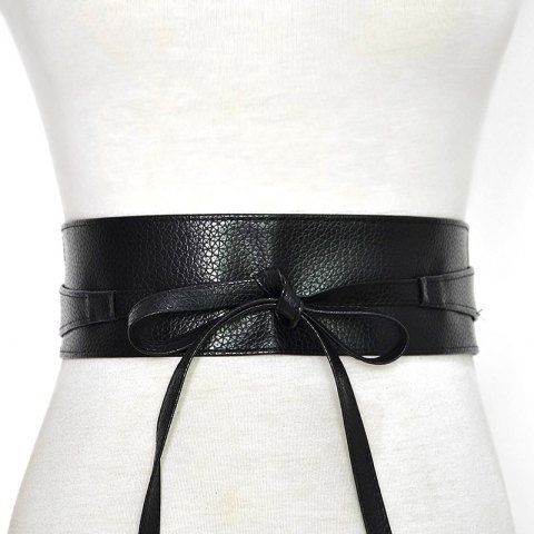 PU Wide Waistband Belt Corset Belt - BLACK