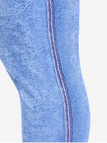 Plus Size 3D Jeans Floral Printed Skinny Leggings