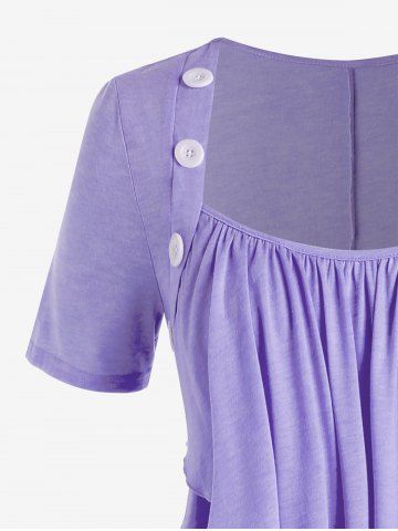 Plus Size Layered Draped Buttoned Round Hem Tunic Tee