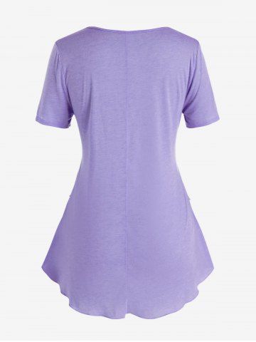 Plus Size Layered Draped Buttoned Round Hem Tunic Tee