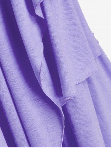 Plus Size Layered Draped Buttoned Round Hem Tunic Tee