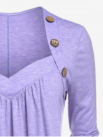 Plus Size Sweetheart Neck Pleat Tee