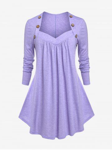 Plus Size Sweetheart Neck Pleat Tee