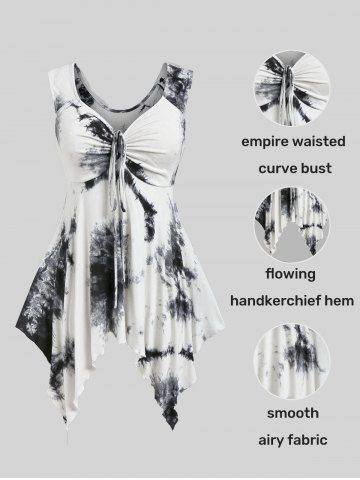 Plus Size Tie Dyed Lace Up Tank Top