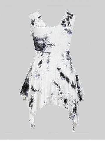 Plus Size Tie Dyed Lace Up Tank Top