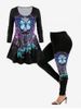 Butterfly Dreamcatcher Print T-shirt and Leggings Plus Size Bundle -  