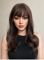 Brown Long See-through Bangs Synthetic Wavy Wig -  