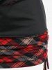 Plus Size Ripped Cinched Sides Plaid 2 in 1 Tee -  