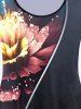 Plus Size Long Sleeve Flower Print T-shirt -  