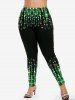 Plus Size High Waist Glitter Light Beam Print Skinny Leggings -  