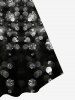 Robe Ajustée et Évasée à Imprimé Monochrome Grande-Taille - Noir 5x | US 30-32