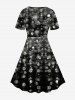 Plus Size Monochrome Printed Fit and Flare Dress -  